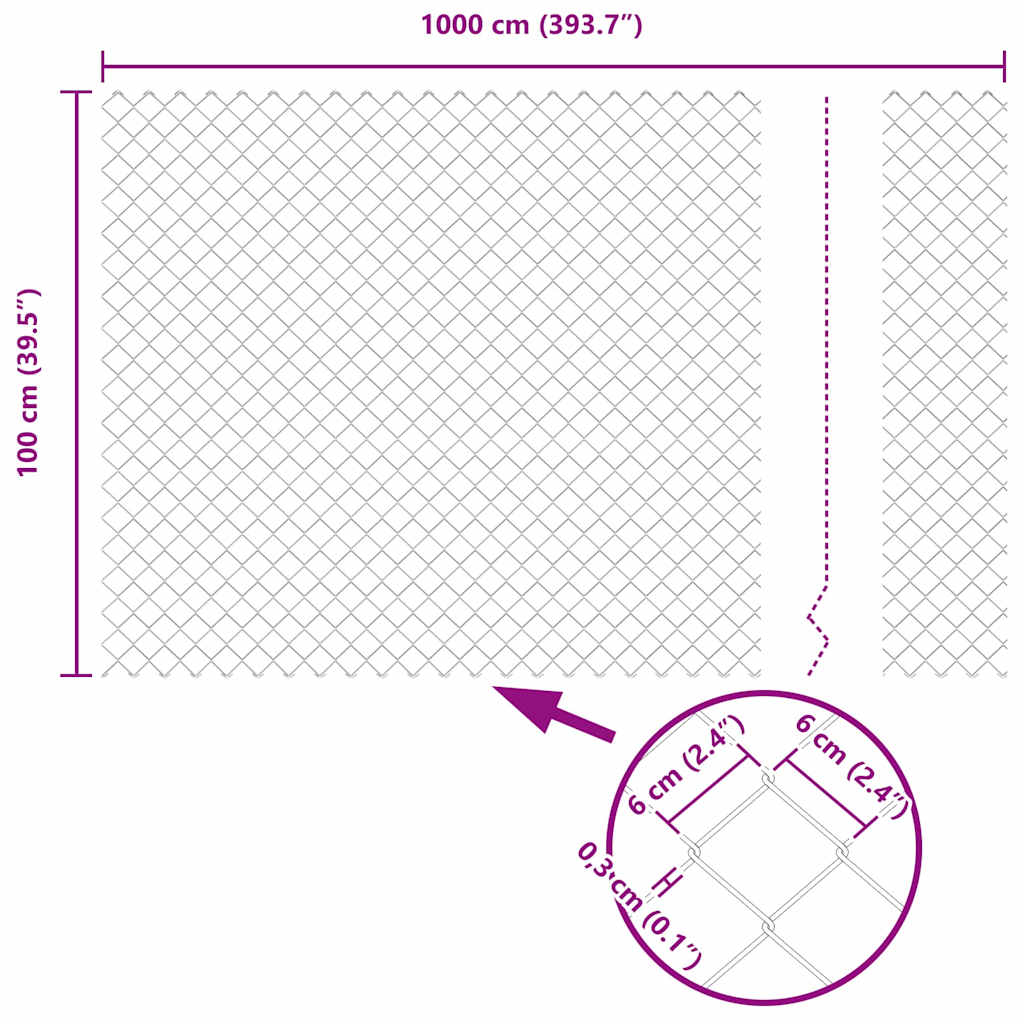 Outdoor Kettenglied-Zaun Erdfixierung 10 x 0,4 m Grün Netz