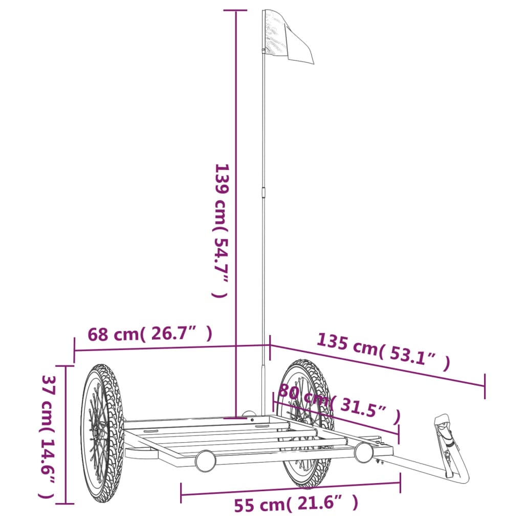 Fahrradanhänger Schwarz 122x53x28 cm Eisen