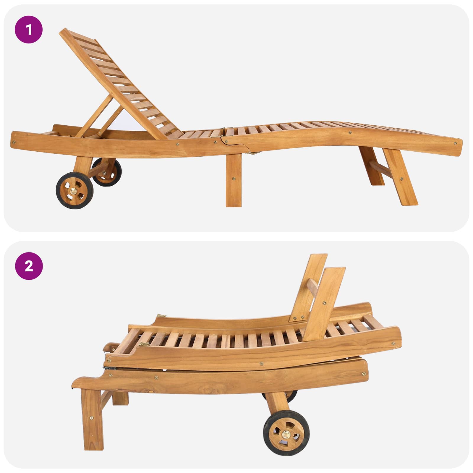 Sonnenliege Braun Massivholz Teak