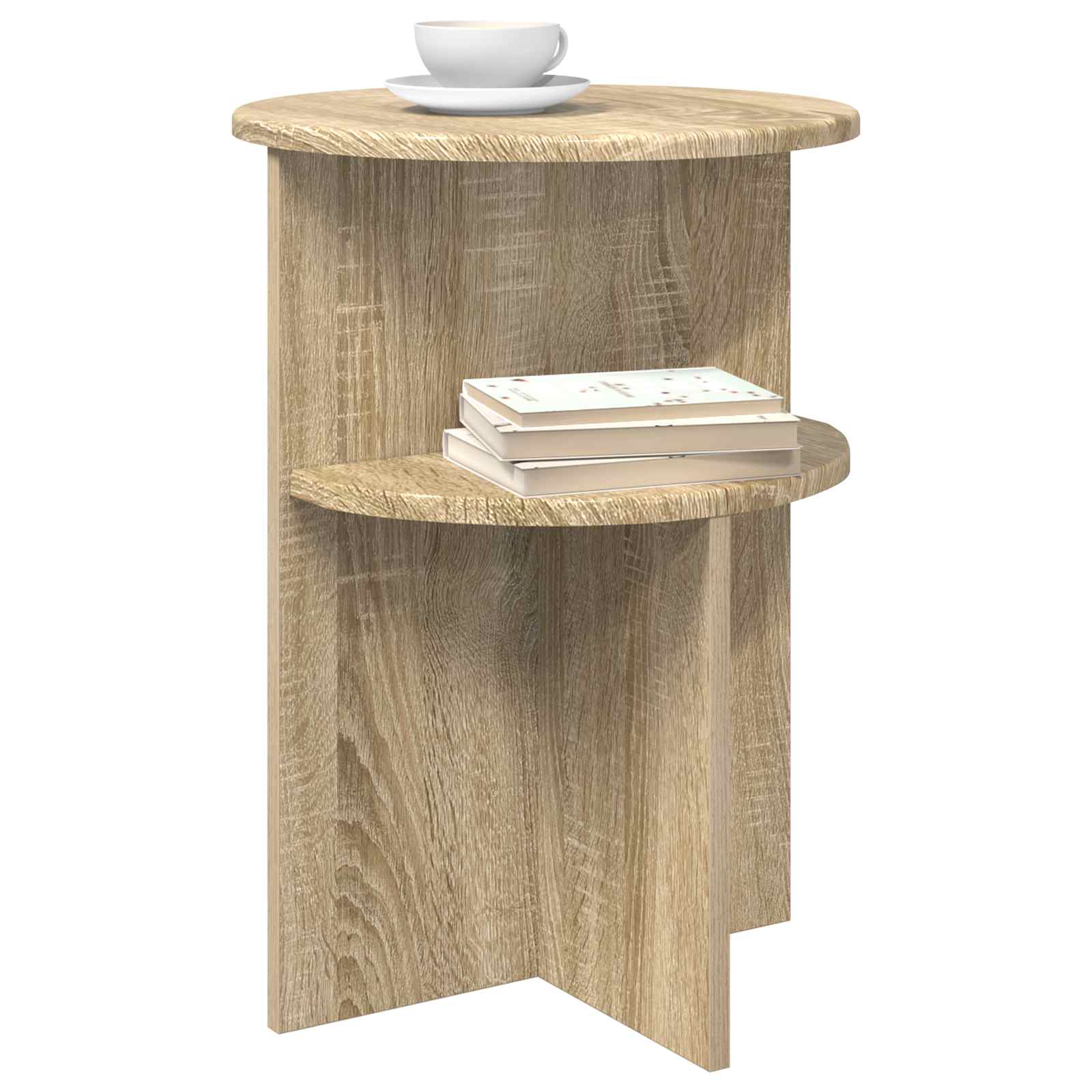 Beistelltisch mit Speicher Weiß Ø 39,5 x 55 cm Holzwerkstoff