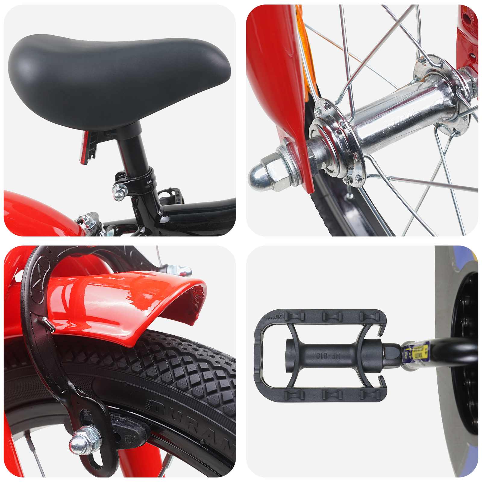 Kinderfahrrad 12 Zoll für 2-4 Jahre alt Schwarz Rot