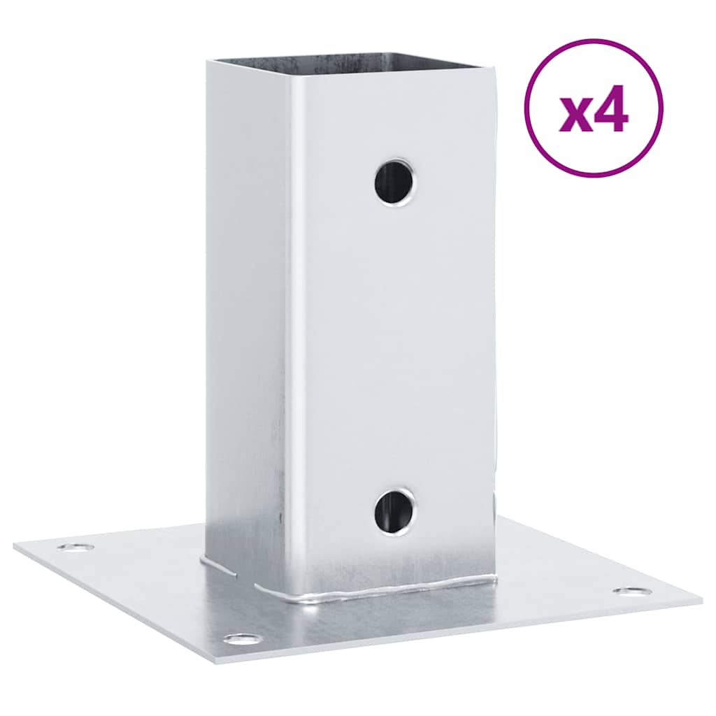 Pfostenträger Quadratisch 4Stk. Silber 46x46mm Verzinkter Stahl