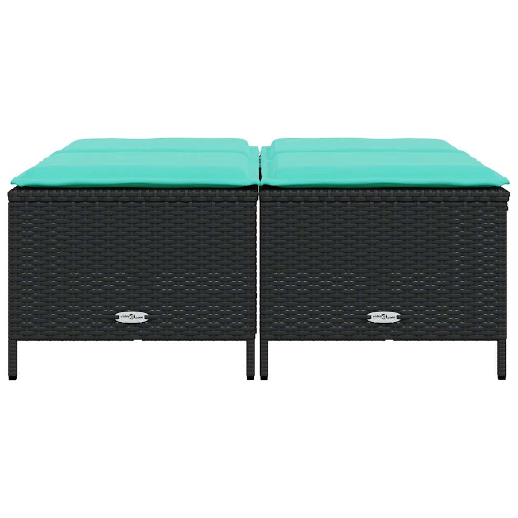Gartenhocker mit Kissen 4 Stk. Braun Poly Rattan