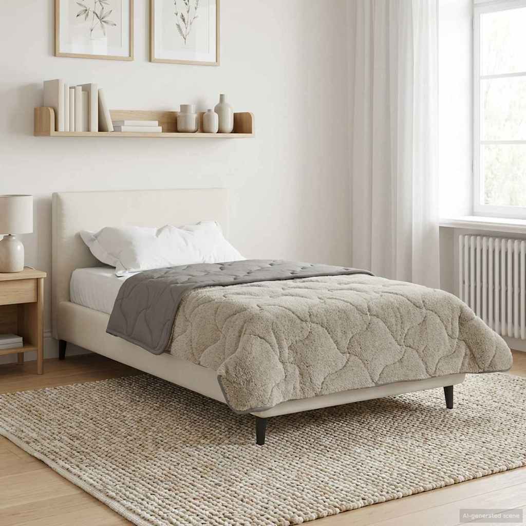Sommerdecke Anthrazit 135 x 200 cm Mikrofaser und Teddy-Fleece