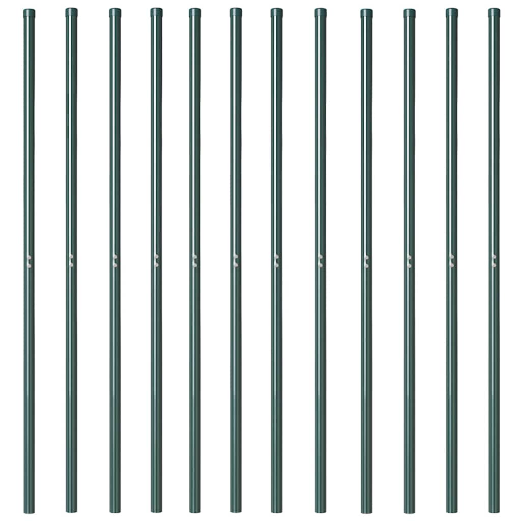 Zaunpfosten 2 pcs Grün 50 cm Pulverbeschichteter Stahl