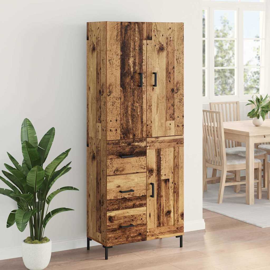 Highboard Betongrau 69,5x34x180 cm Holzwerkstoff