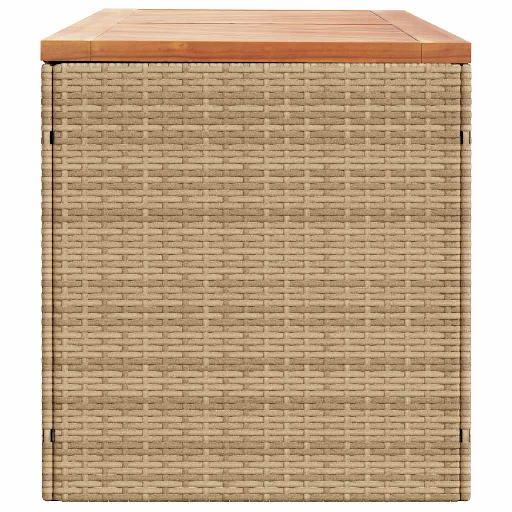 Gartentruhe Schwarz 110x50x54 cm Poly Rattan Akazienholz