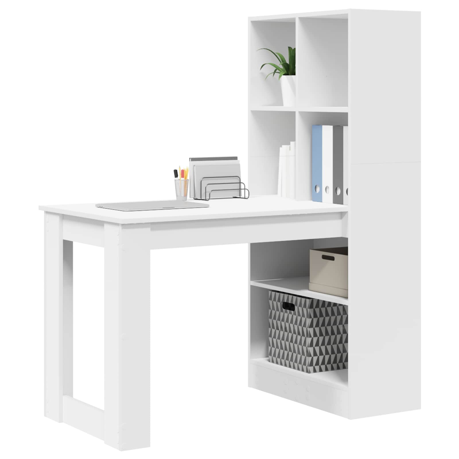 Schreibtisch mit Regal Schwarz Eichen-Optik 122 x 67 x 145 cm