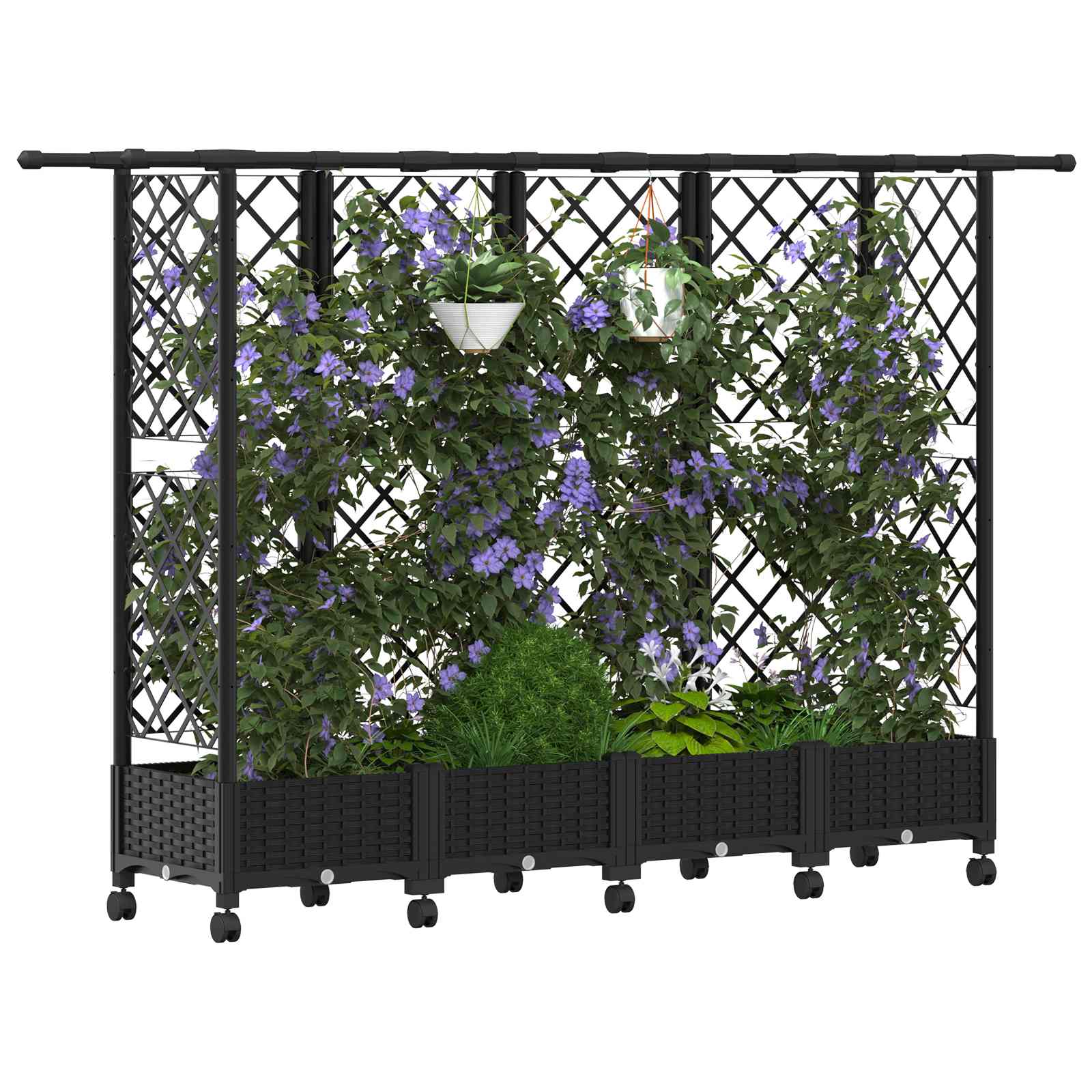 Hochbeet mit Rankgitter und Dach Braun 124 x 40 x 123 cm PP