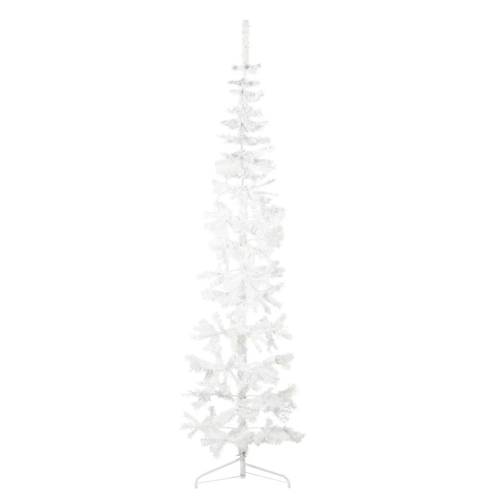 Künstlicher Halb-Weihnachtsbaum mit Ständer Schlank Weiß 180 cm
