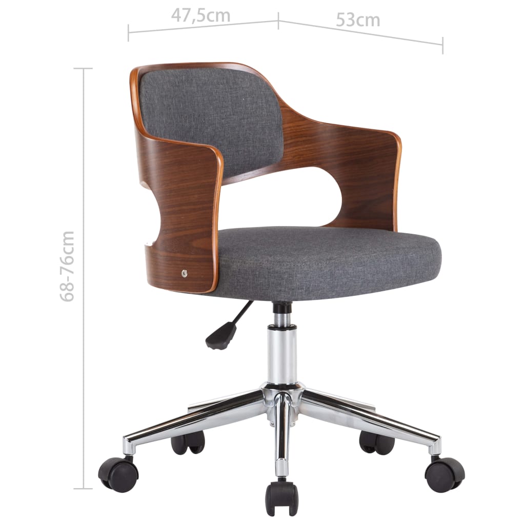 Drehbarer Bürostuhl Schwarz Bugholz und Kunstleder