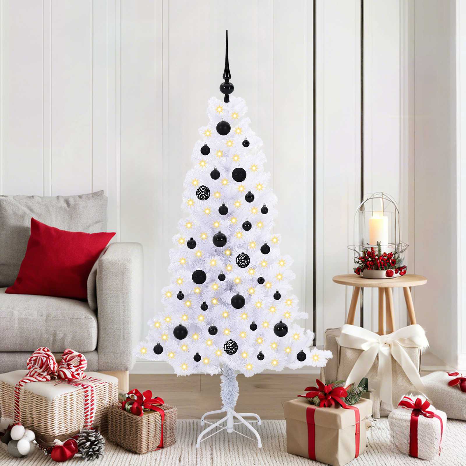 Künstlicher Weihnachtsbaum Weiß 120 cm PVC und Stahl