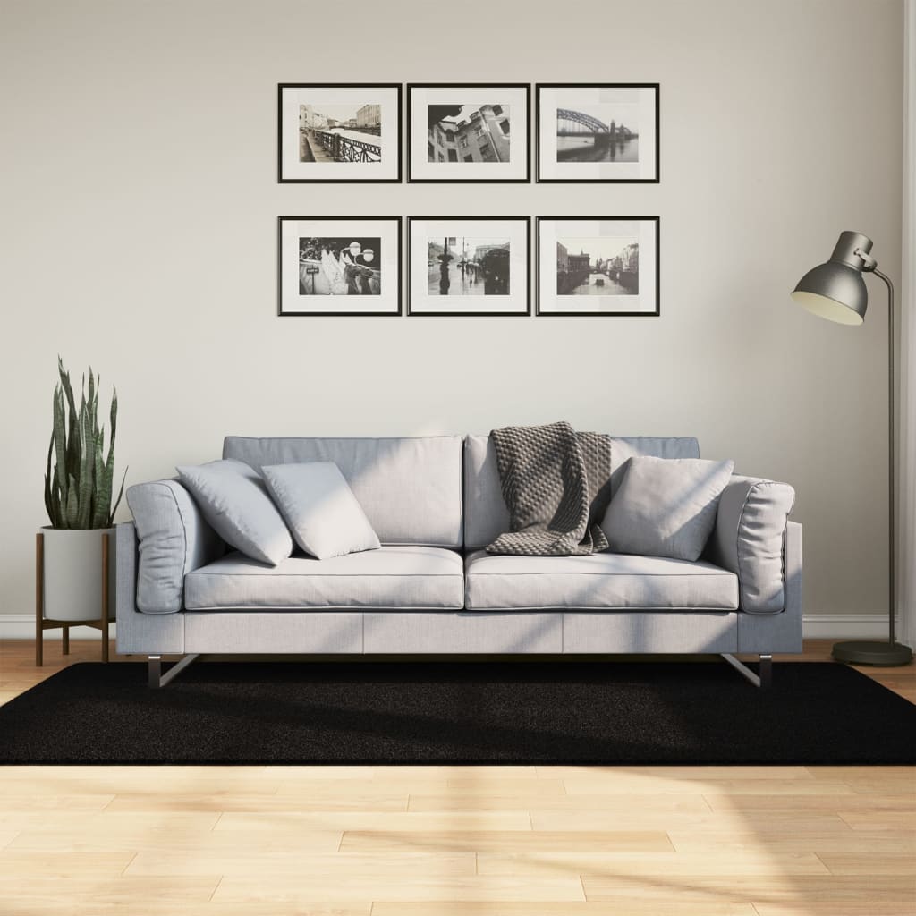 Teppich HUARTE Kurzflor Weich und Waschbar Anthrazit 60x110 cm