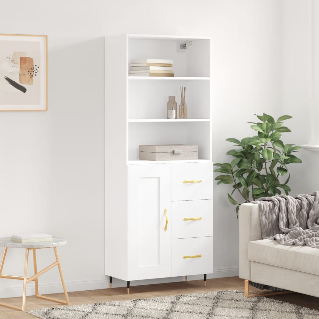 Highboard Betongrau 69,5x34x180 cm Holzwerkstoff