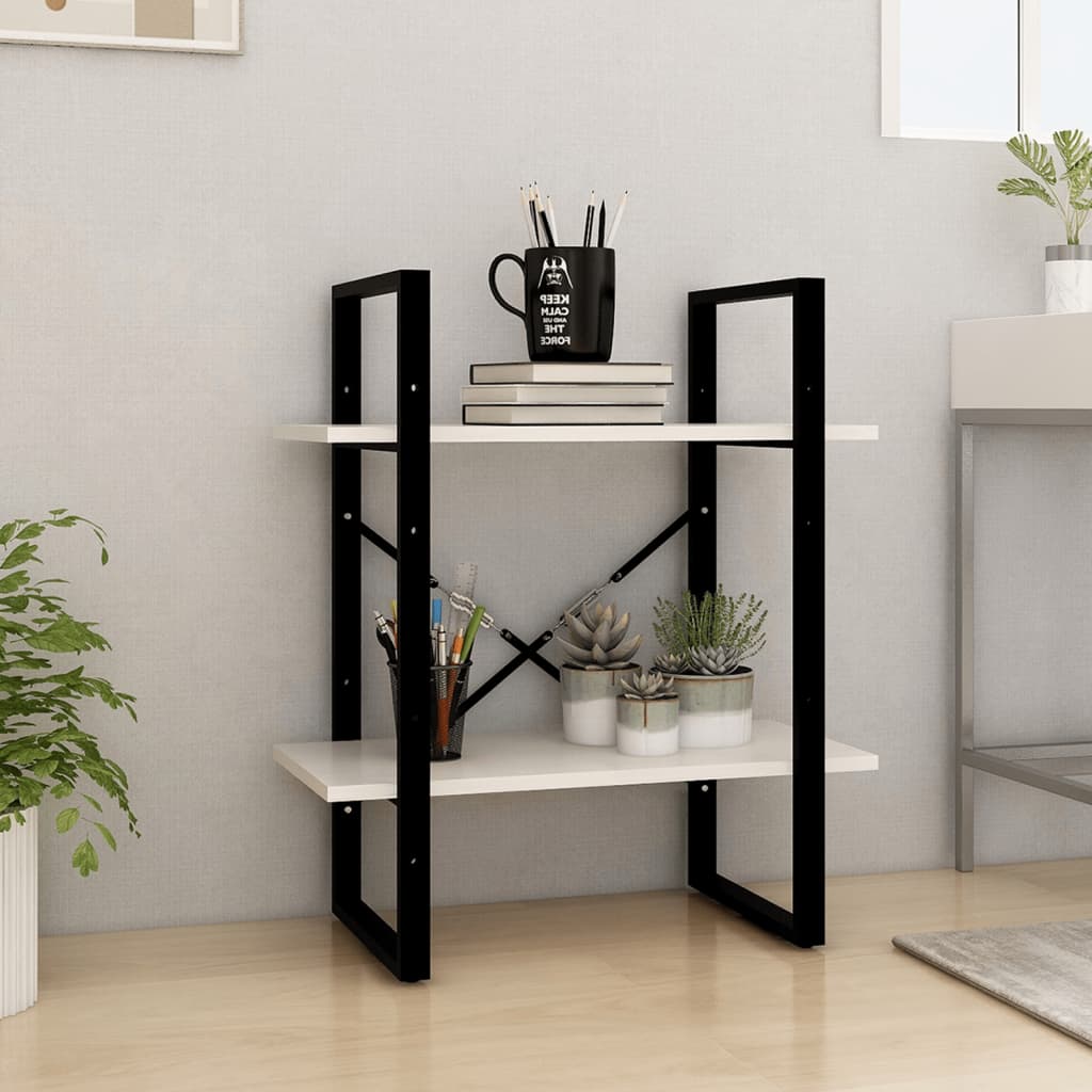 Bücherregal 2 Fächer Weiß 60x30x70 cm Holzwerkstoff