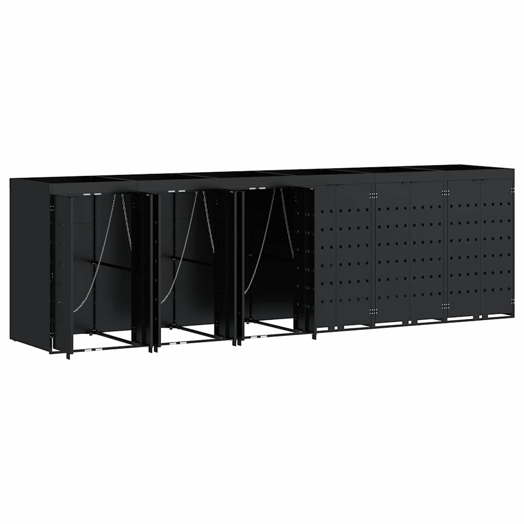 Mülltonnenbox für 2 Tonnen Schwarz 138x79x117 cm Stahl