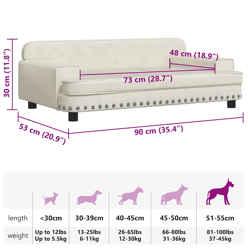 Hundebett Rosa 90x53x30 cm Samt