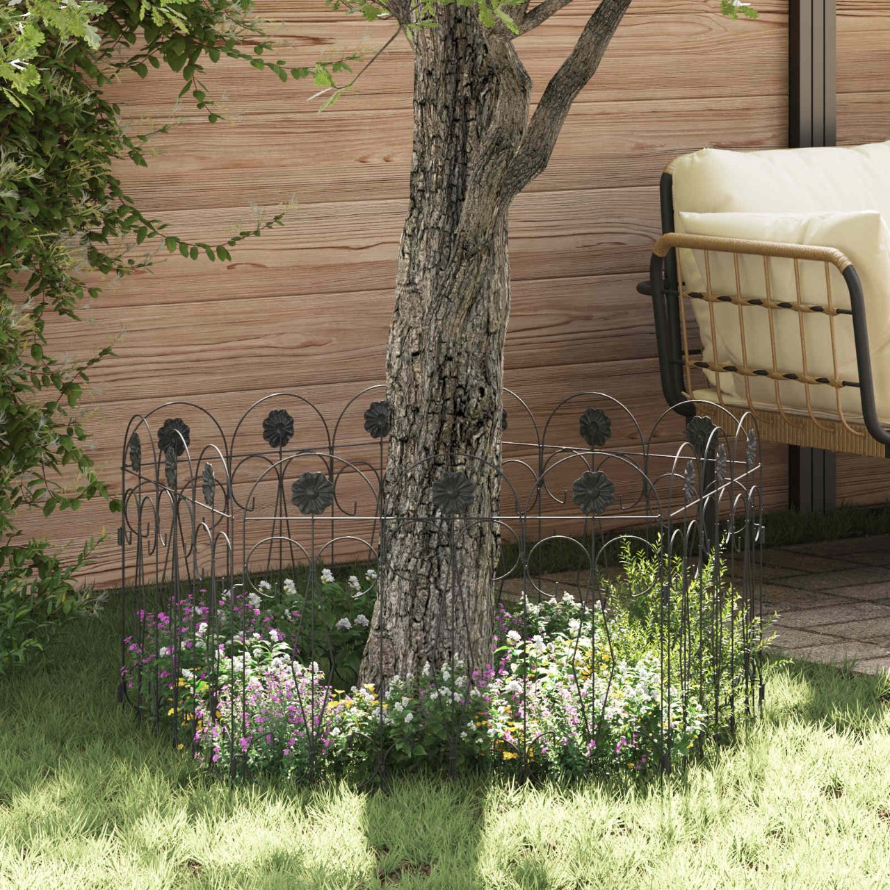 Gartenzaun 5 pcs Schwarz Stahl