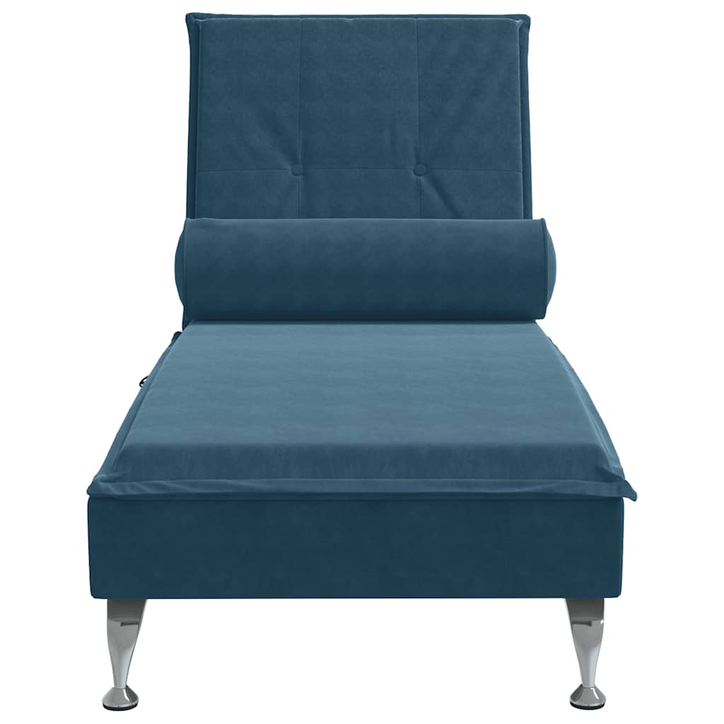 Massage-Chaiselongue mit Nackenrolle Hellgrau Samt