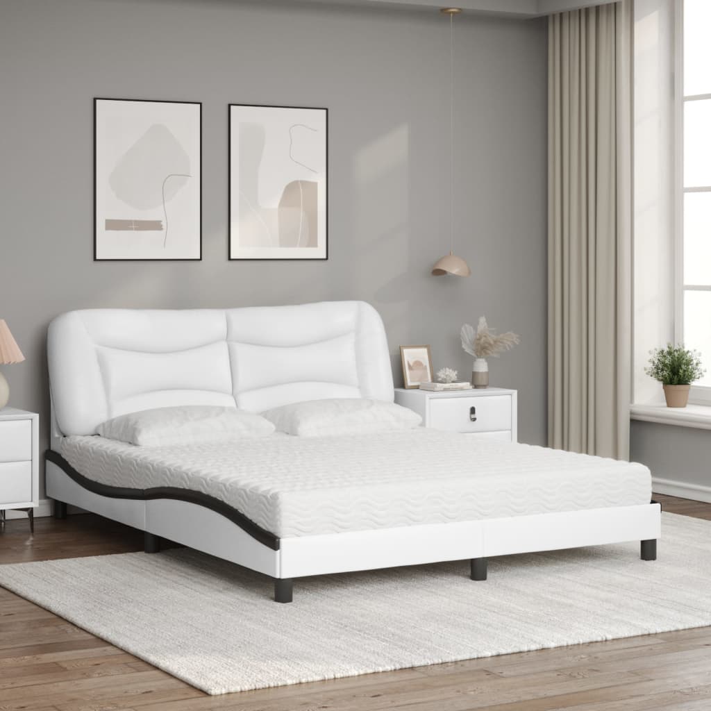 Bett mit Matratze "Hvar" Schwarz 80x200 cm Kunstleder