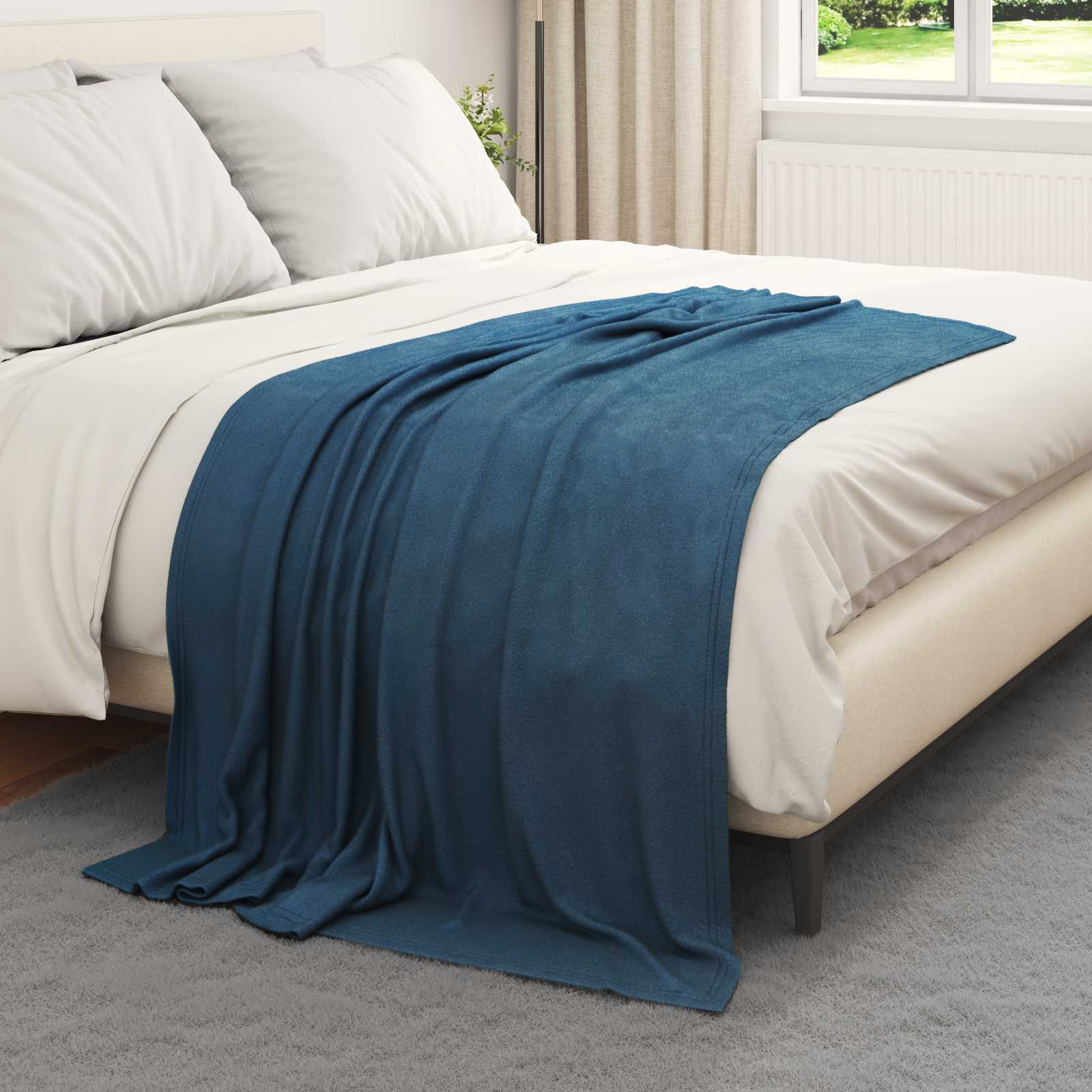 Überwurfdecke Beige 170 x 130 cm Fleece