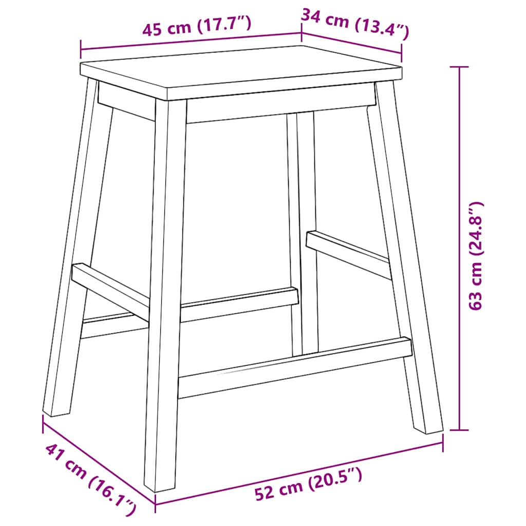 Barstühle mit Kissen 2 Stk. Braun Massivholz Gummibaum