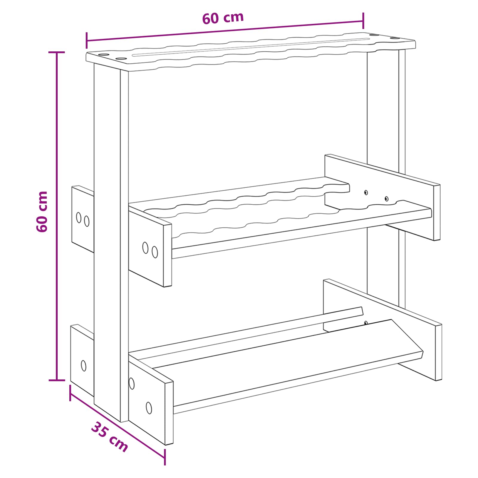 Billardqueue-Ständer Holzwerkstoff 60 x 35 x 60 cm Weiß