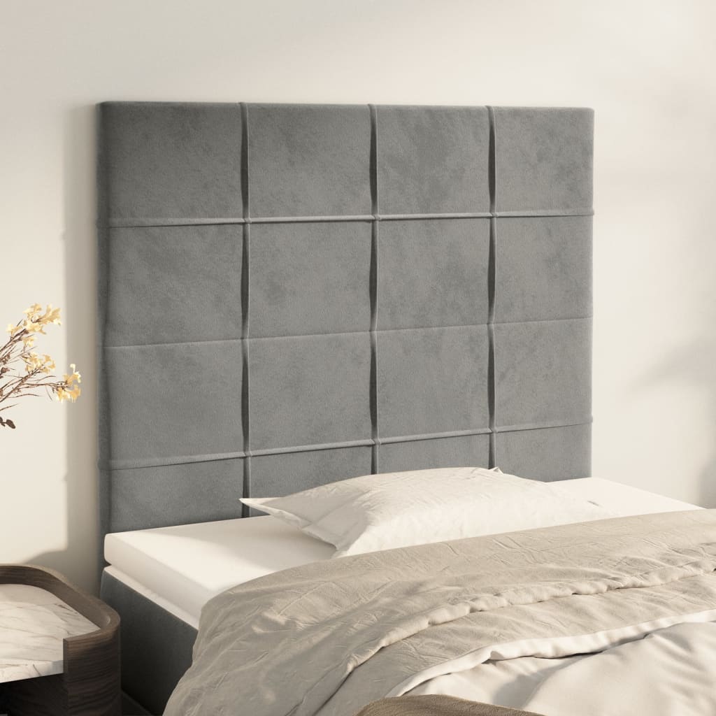 Kopfteil Hellgrau 80x5x118/128 cm Samt