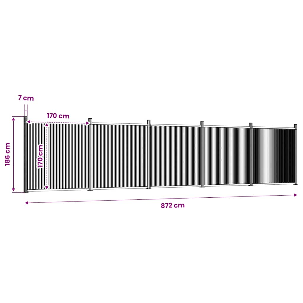 Zaunelement Grau 353x186 cm WPC