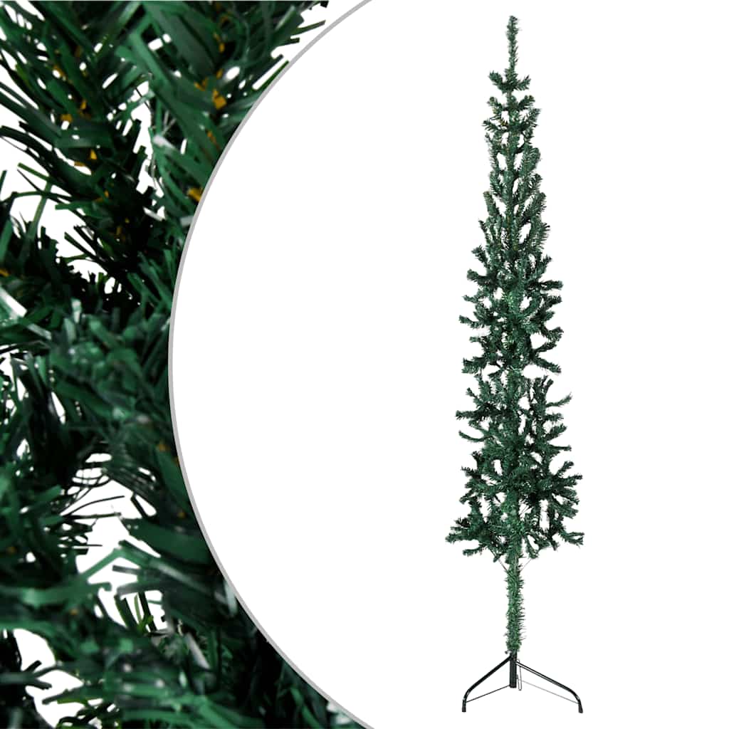 Künstlicher Halb-Weihnachtsbaum mit Ständer Schlank Weiß 180 cm