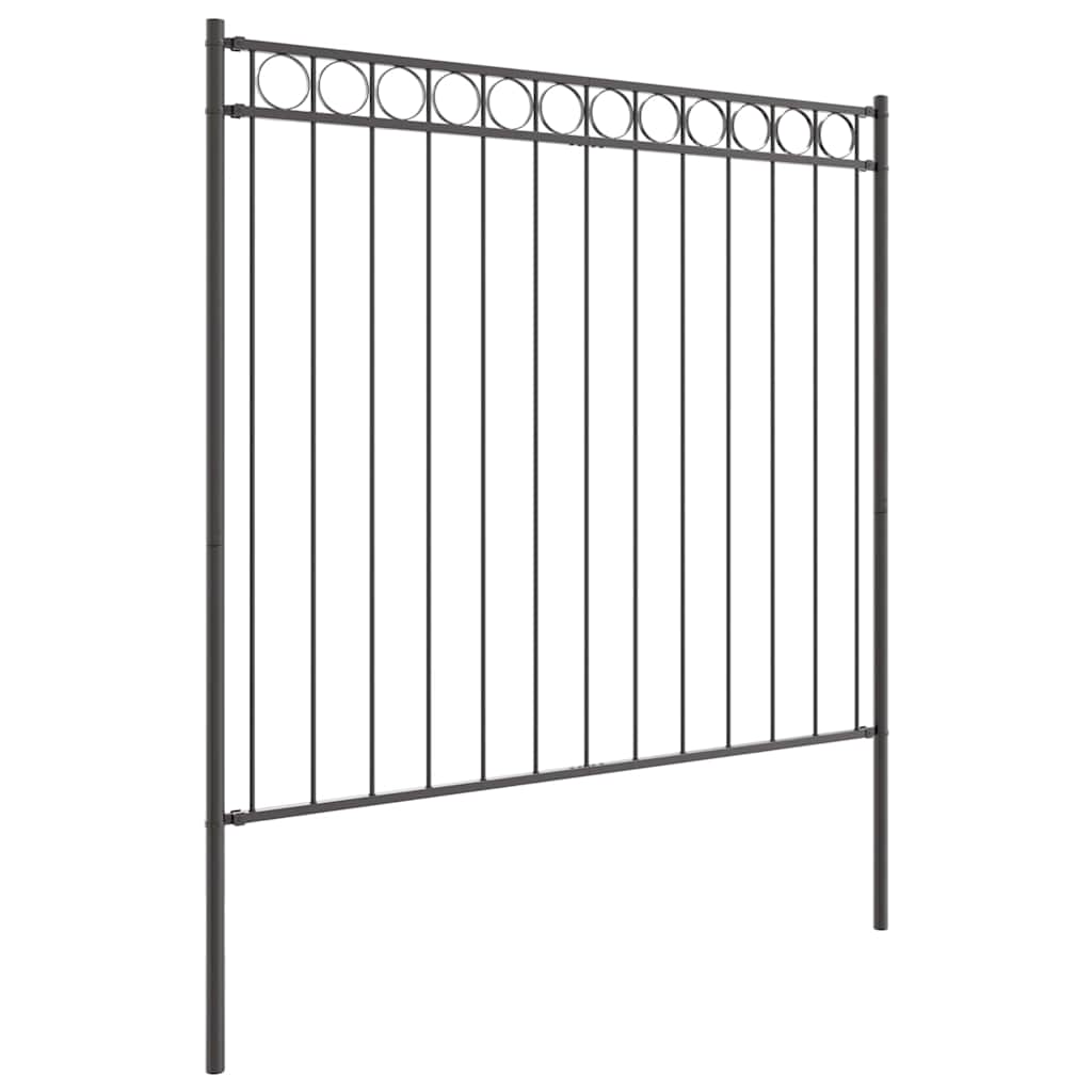 Gartenzaun ASSEN Stahl 1,7 x 0,8 m Schwarz