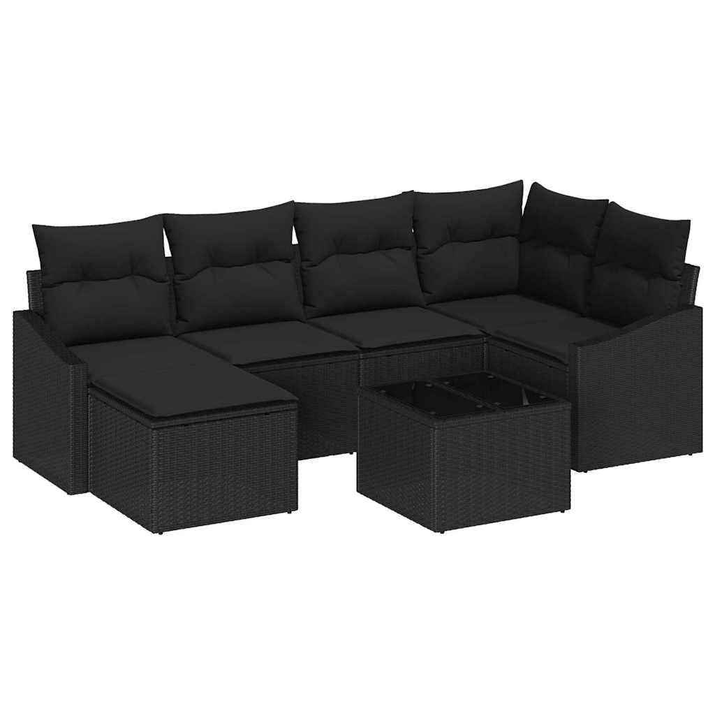 Garten Essgruppe mit Kissen 6 pcs Schwarz und Creme