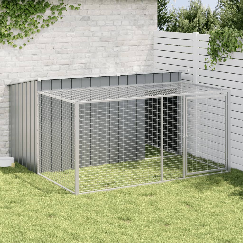Hundehütte mit Dach Anthrazit 153x91x110 cm Verzinkter Stahl