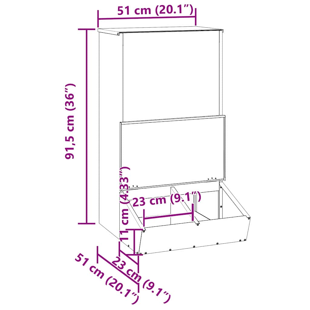 Schweinfutterspender Schwarz 55 x 38 x 76 cm