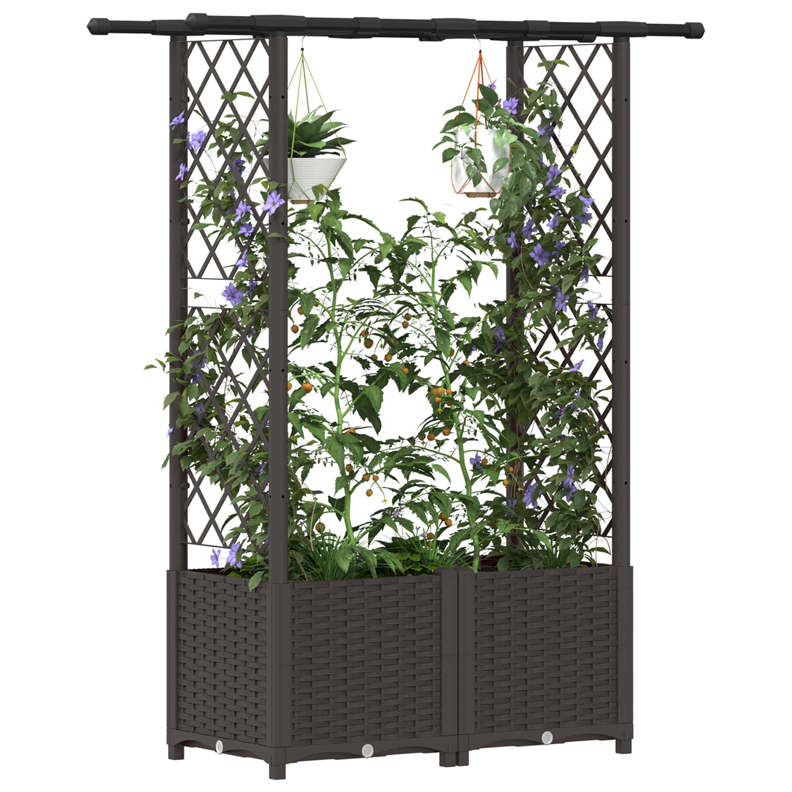 Hochbeet mit Rankgitter und Dach Braun 124 x 40 x 123 cm PP