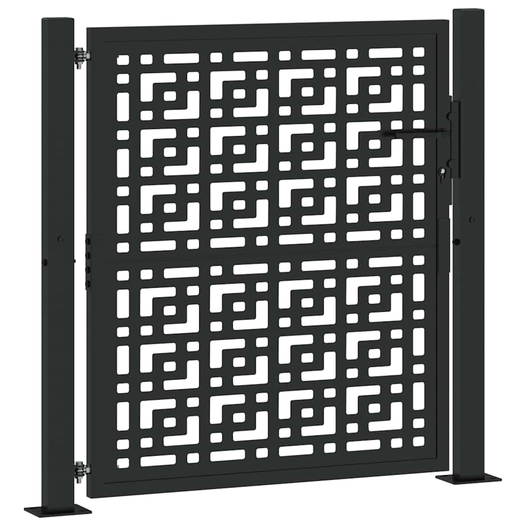 Gartentor Schwarz 100x100 cm Stahl Lichtdesign