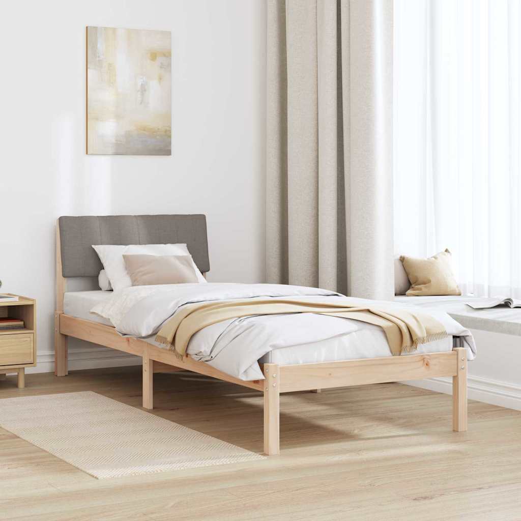 Bettgestell Braun und hellgrau 200 x 200 cm Massivholz Kiefer