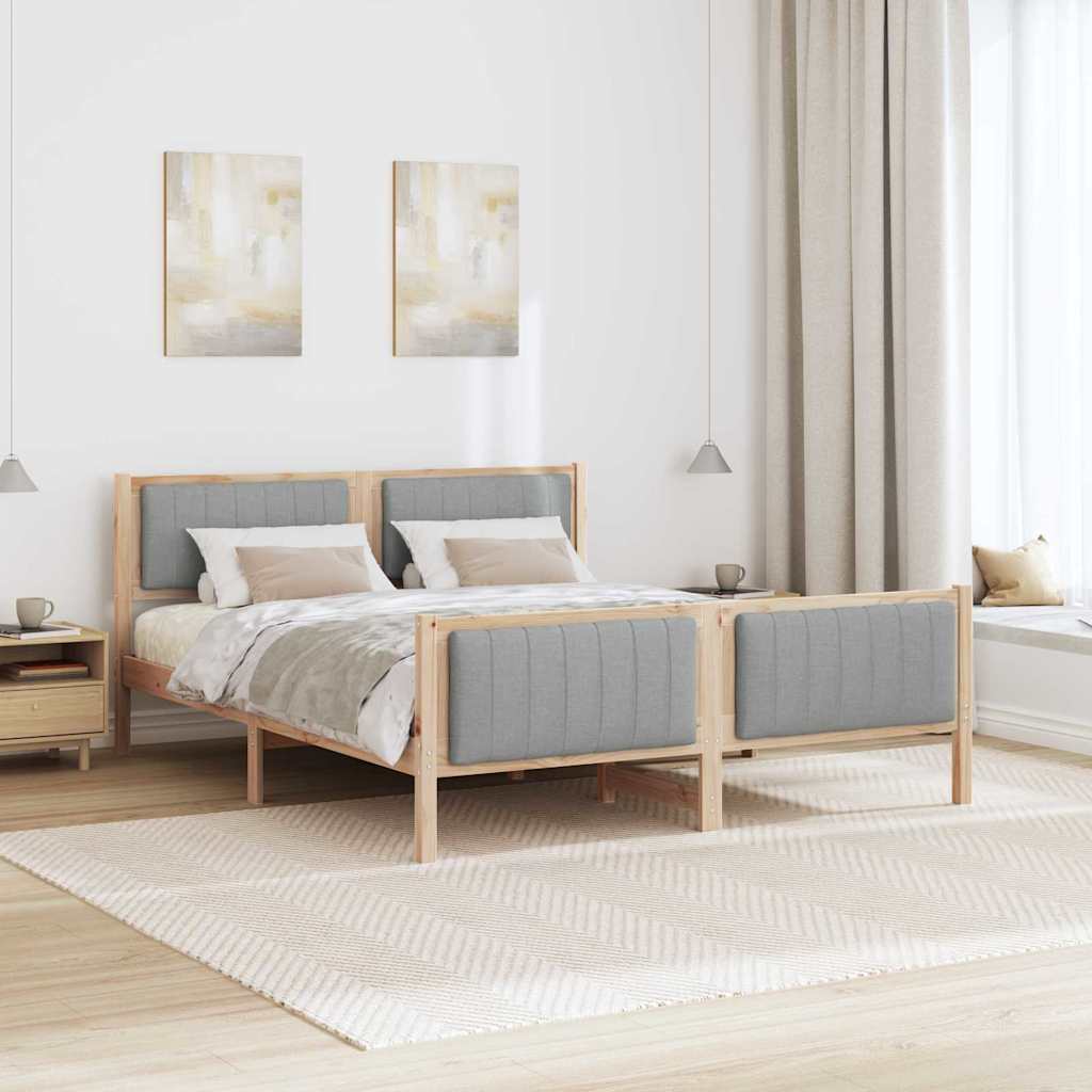 Bettgestell Braun und hellgrau 200 x 200 cm Massivholz Kiefer
