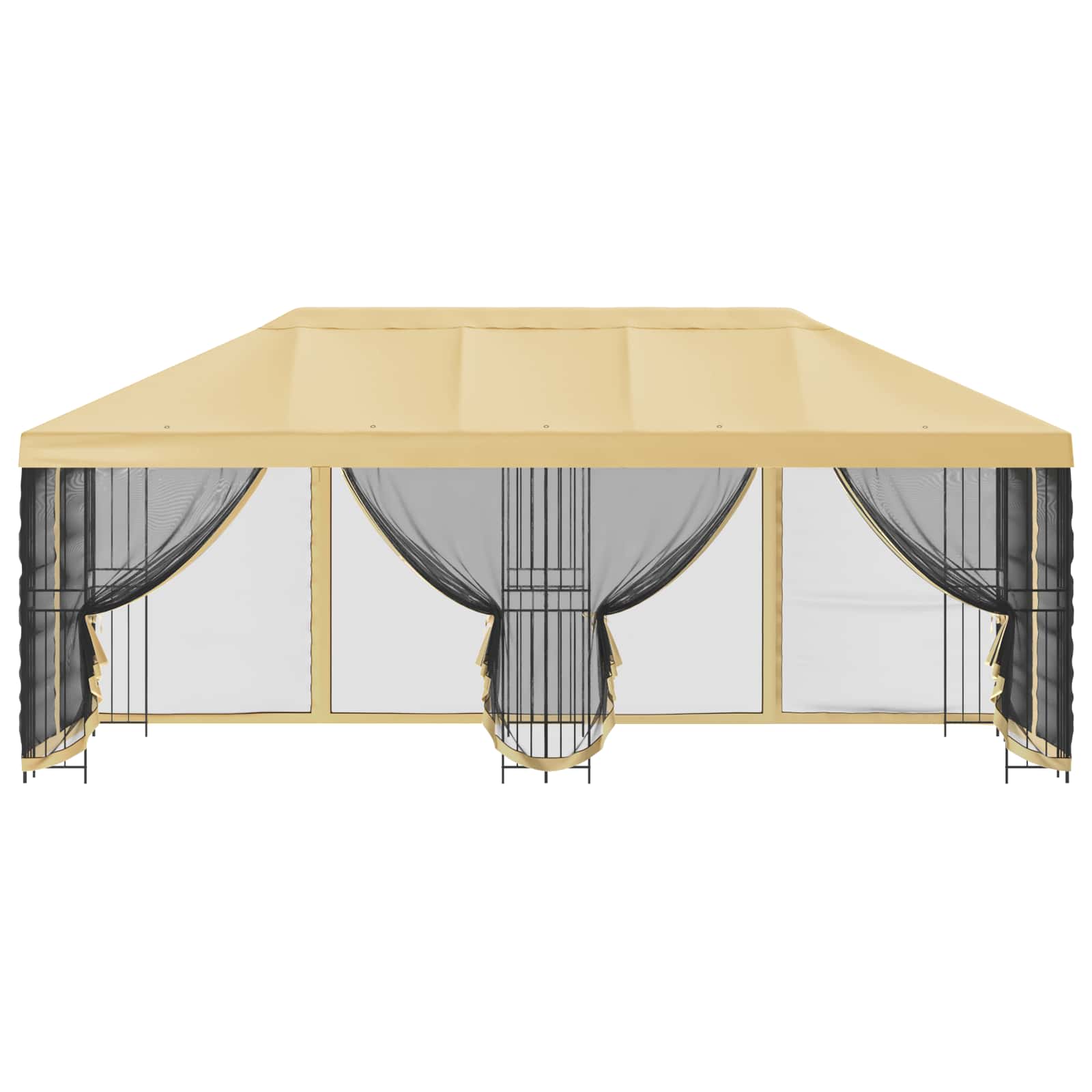 Pavillon mit Seitenwänden 6 x 3 m Beige Polyester und Stahl 190