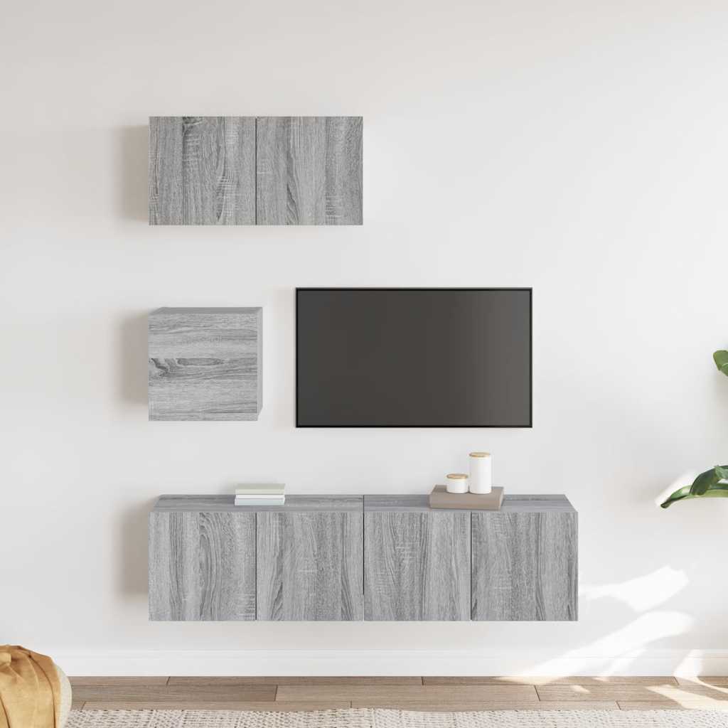 4-tlg. TV-Schrank-Set Sonoma-Eiche Holzwerkstoff