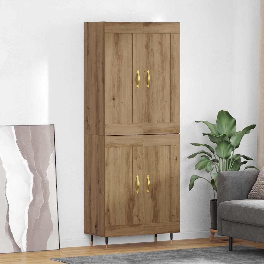 Highboard Betongrau 69,5x34x180 cm Holzwerkstoff
