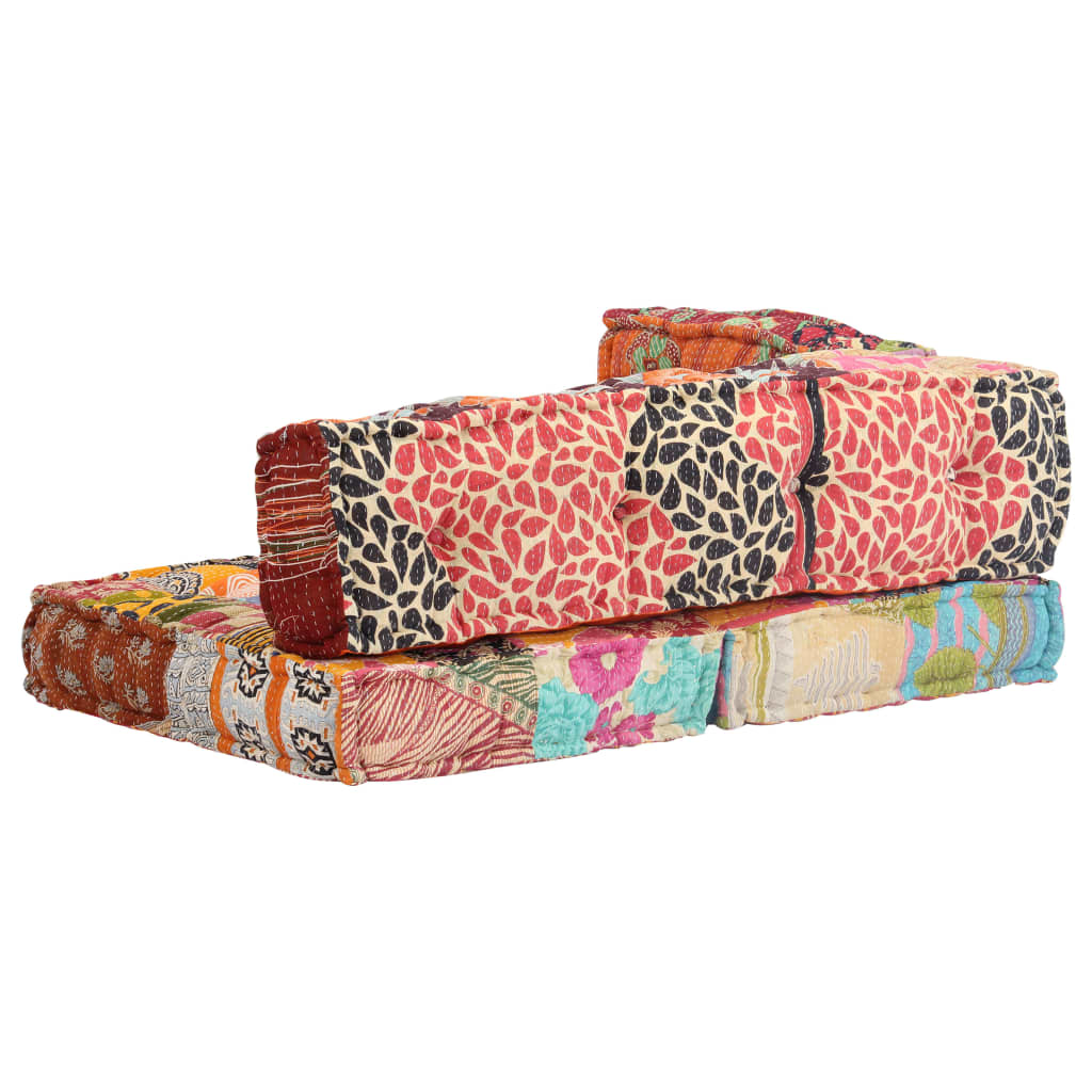 2-Sitzer Modularer Pouf Patchwork Stoff