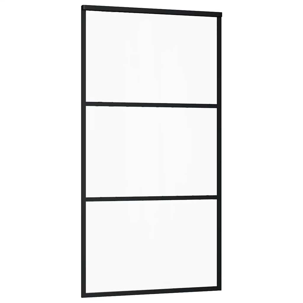 Schiebetür mit Beschlag Schwarz 76x205 cm ESG-Glas
