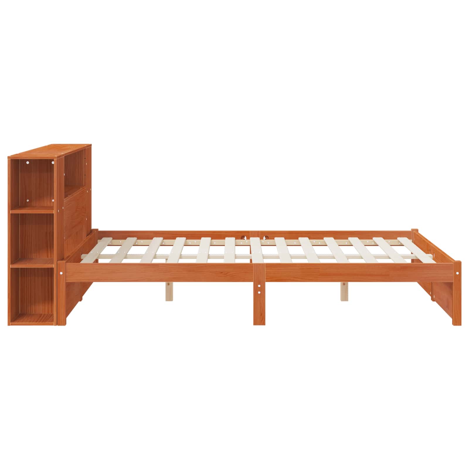 Bettgestell mit Aufbewahrungskopfteil 2 pcs Wachsbraun