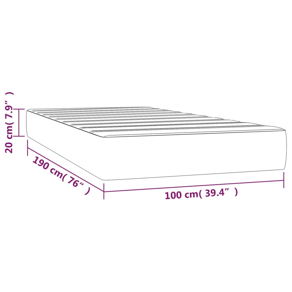 Taschenfederkernmatratze Mittel Hellgrau 100x203x20 cm Stoff