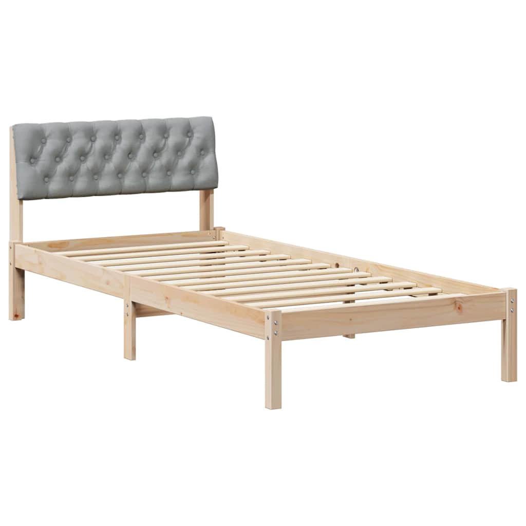 Bettgestell Braun und hellgrau 200 x 200 cm Massivholz Kiefer