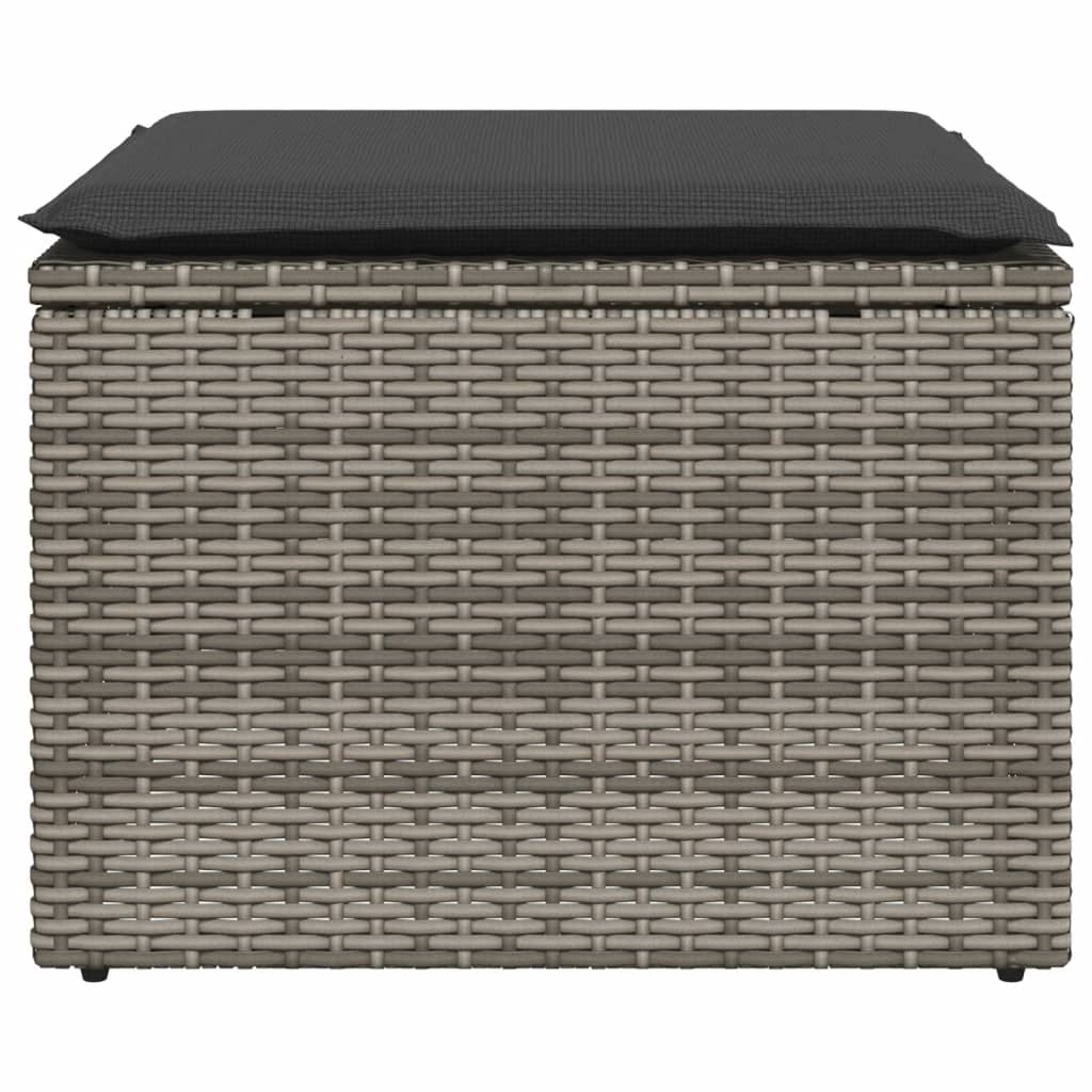 Gartenhocker mit Kissen Schwarz 55x55x37 cm Poly Rattan