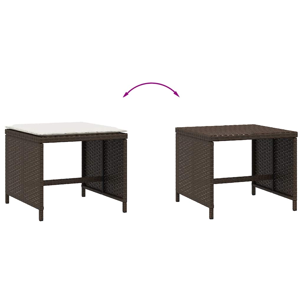 Gartenhocker mit Kissen 4 Stk. Schwarz 41x41x36 cm Poly Rattan