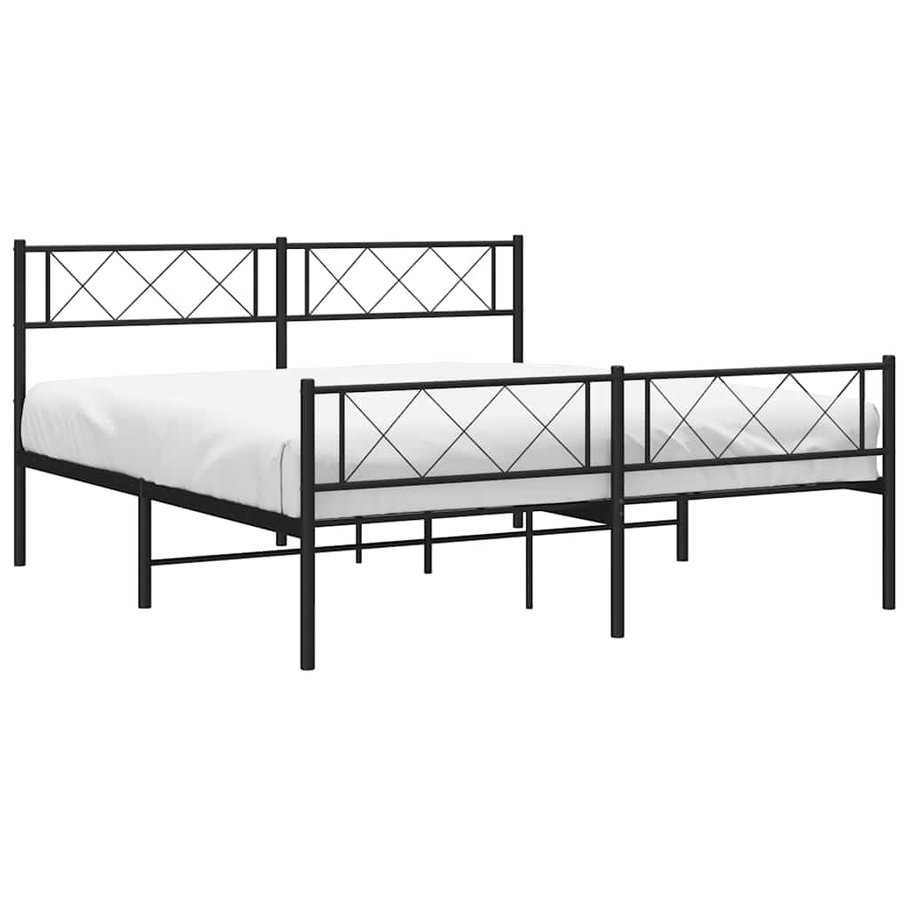 Bettgestell mit Kopfteil Metall Schwarz 100x190 cm