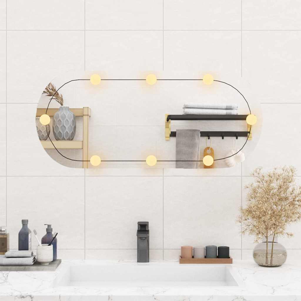 Spiegel mit LED-Leuchten 60x30 cm Glas Oval